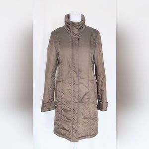 Espirit Long Quilted Puffer Jacket Womens Size Medium Army Green